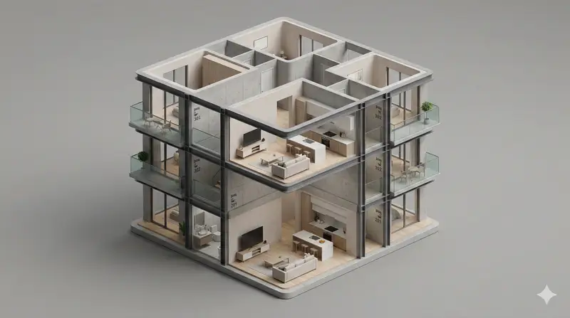 Preview of Minimalist 3D Isometric Architectural Diorama