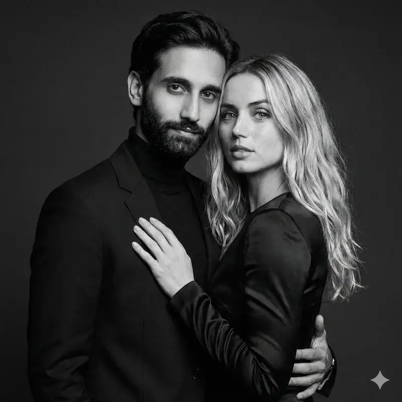Preview of Black-and-White Studio Portrait of a Couple with Identity Lock