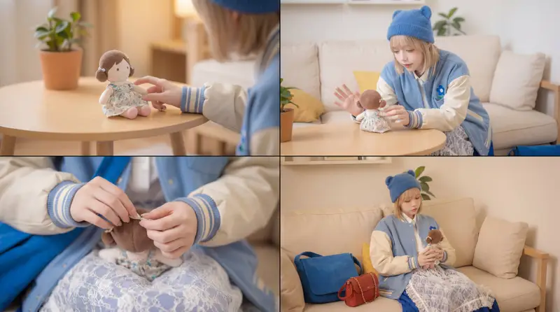 Preview of Cinematic Video Prompt for Girl Playing with Doll