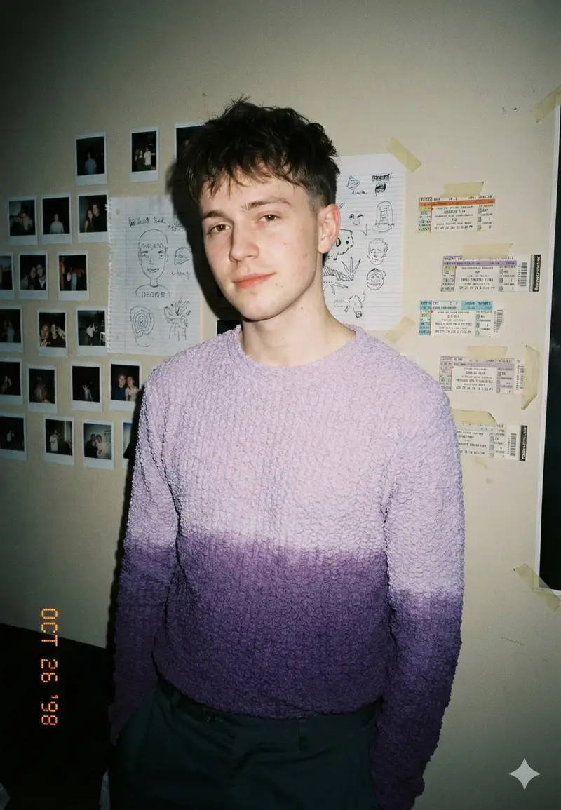 پیش‌نمایش Analog-Inspired Male Portrait with Hard Flash Prompt