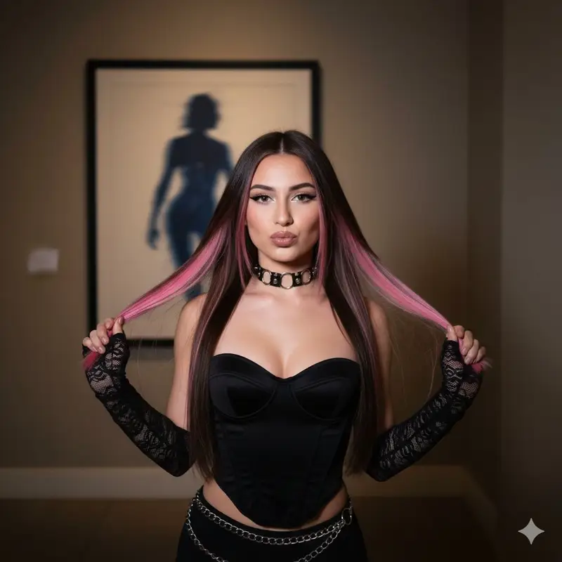 پیش‌نمایش Y2K Influencer Flash Photo with Pink Highlights