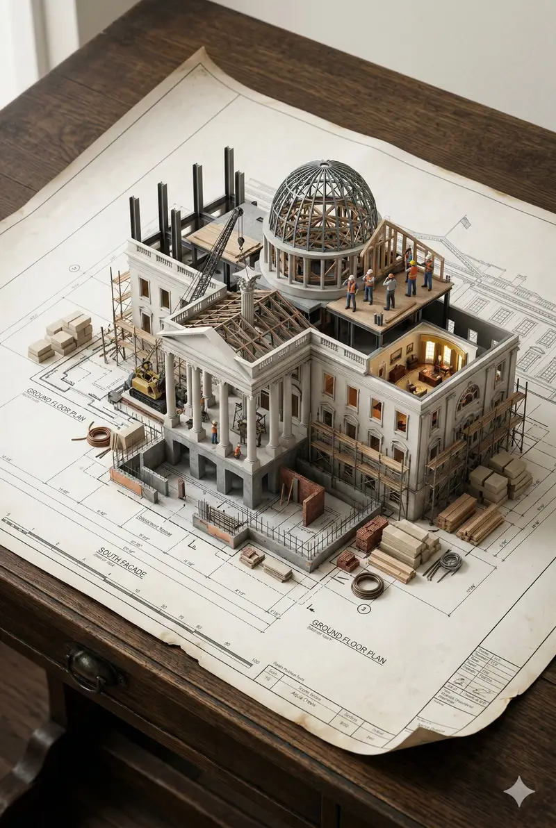 Preview of 3D Miniature Architectural Blueprint Prompt