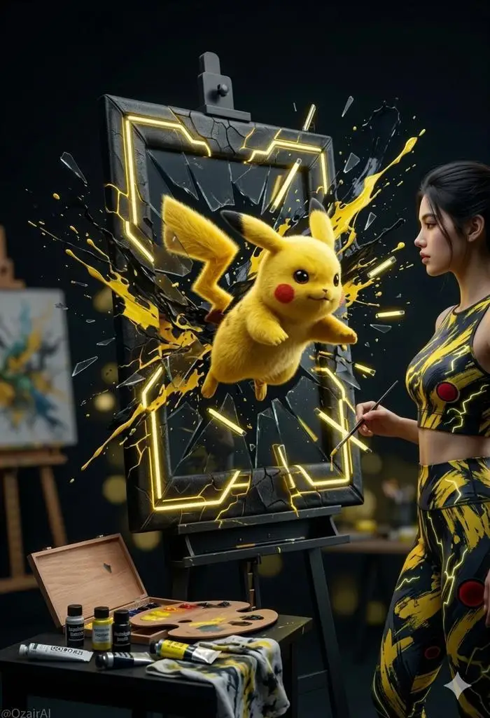 Preview of Pikachu Bursting Canvas Art