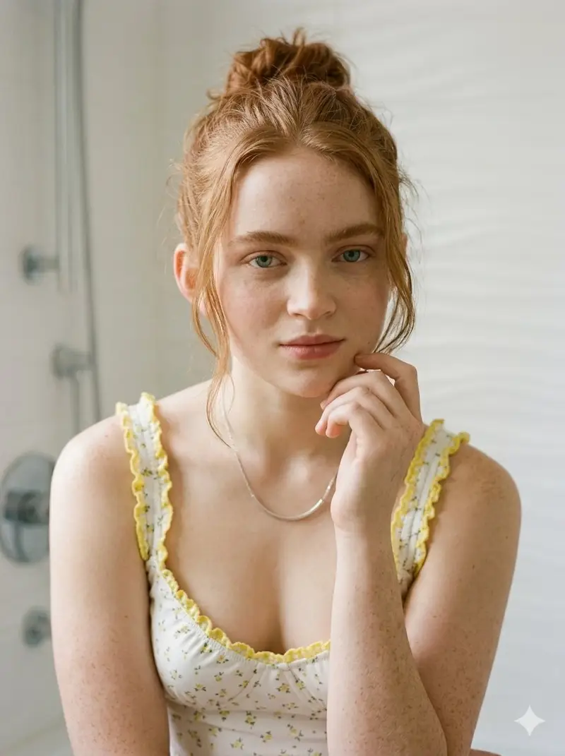 Preview of Sadie Sink Bath Time Editorial Portrait Prompt