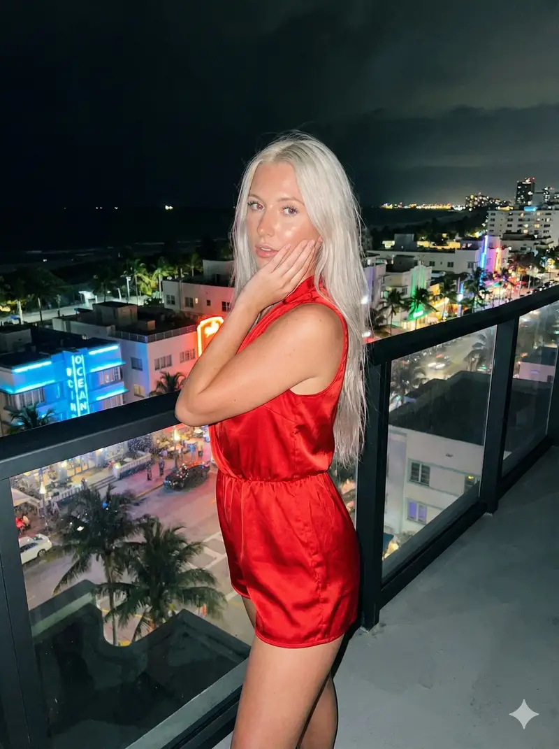 پیش‌نمایش Paparazzi-Style Photo of a Woman on a High-Rise Balcony