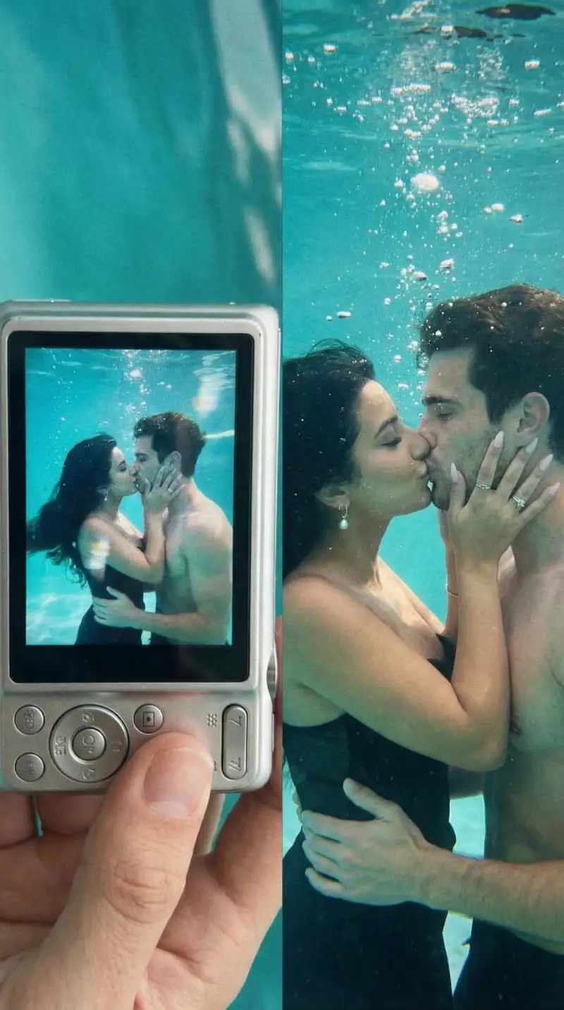 Preview of Underwater Kiss Diptych with Digital Camera Screen
