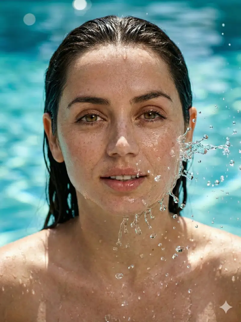 Preview of Hyper-Realistic Portrait of Sydney Sweeney in Water Splash