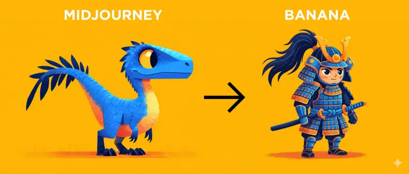 Preview of Midjourney Style Transfer for Samurai Image