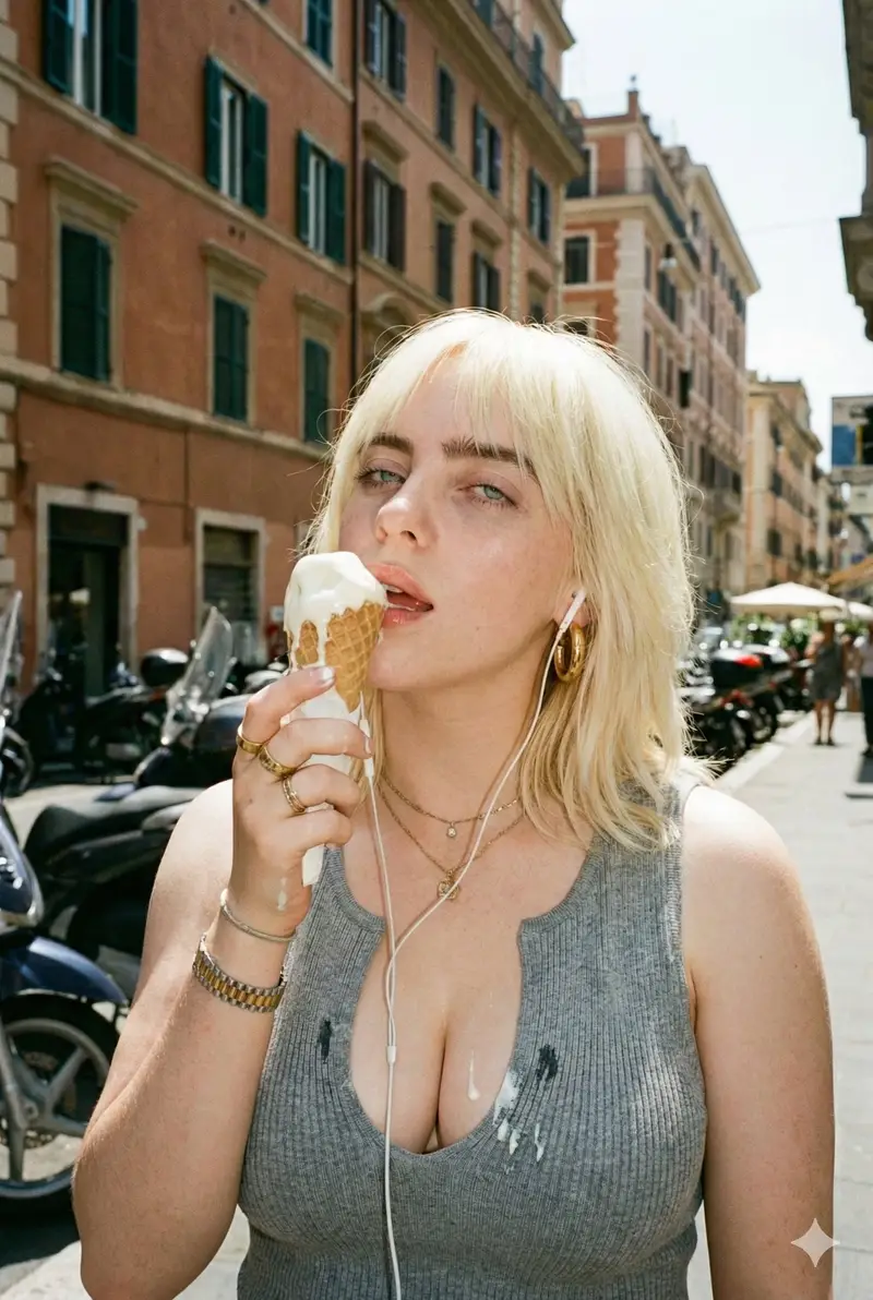 Preview of Candid Street Photo of Woman with Melting Ice Cream