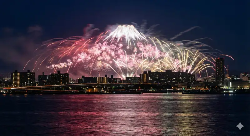 Preview of Photorealistic Long-Exposure Fireworks over a City Skyline