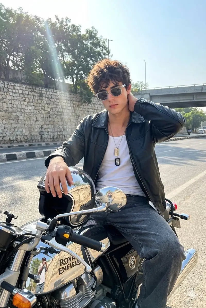 Preview of Candid Motorcycle Portrait with Face Swap Prompt