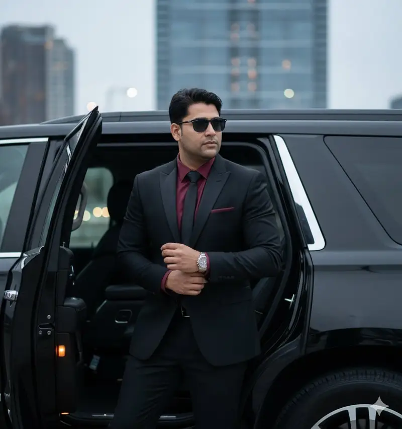 Preview of Hyper-Realistic Indian Man Exiting Luxury SUV