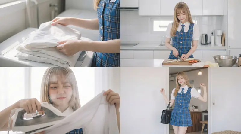 Preview of Cinematic Scene Prompt for Woman Doing Chores