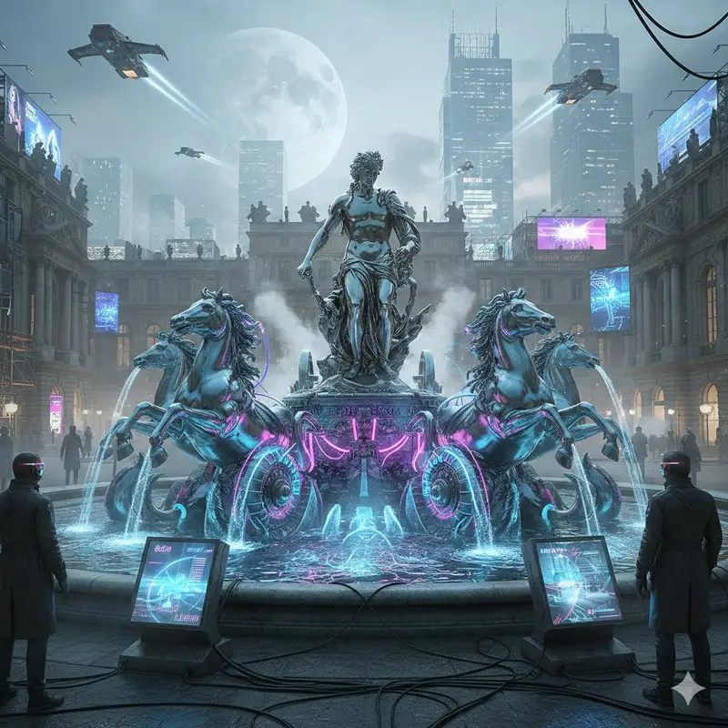 Preview of Cyberpunk Apollo's Fountain Generation