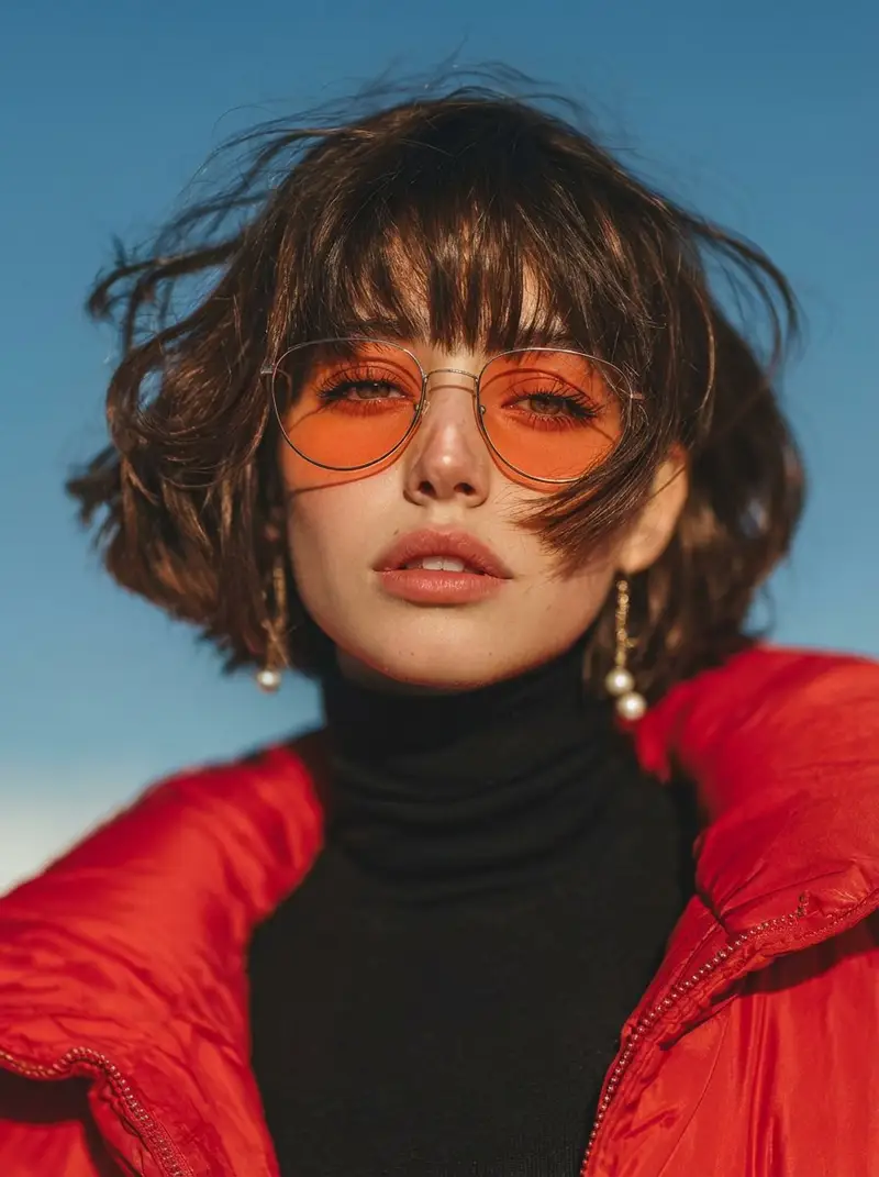 Preview of Vogue Style Red Puffer Jacket Portrait Prompt