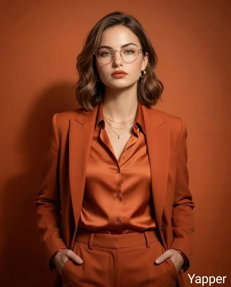 Preview of Monochromatic Burnt-Orange Fashion Portrait