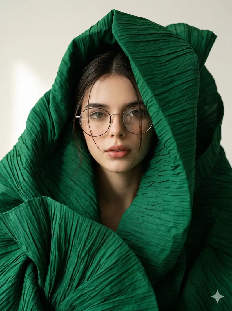 پیش‌نمایش Avant-Garde Sculptural Fabric Portrait