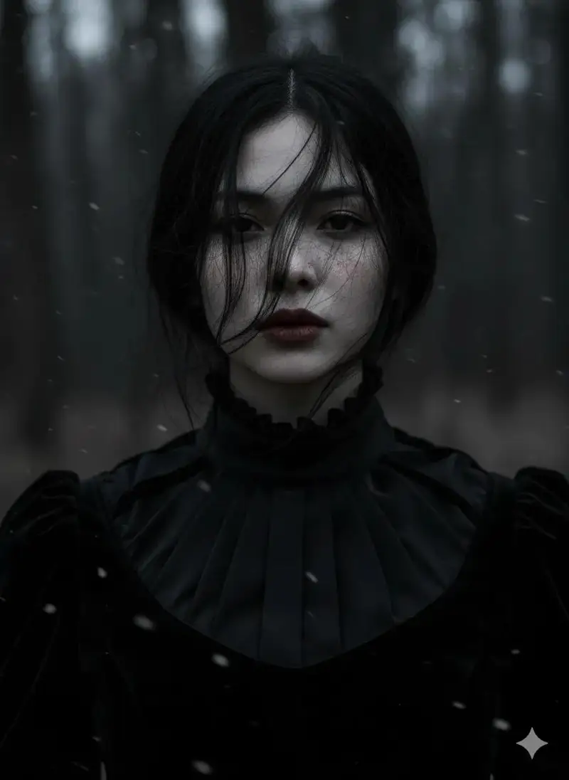 پیش‌نمایش Gothic Ethereal Portrait in Snowy Forest