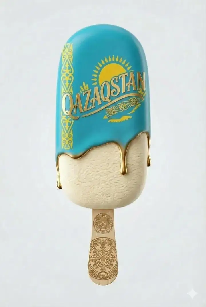 Preview of Ultra-realistic product shot of a premium ice cream bar inspired by Kazakhstan