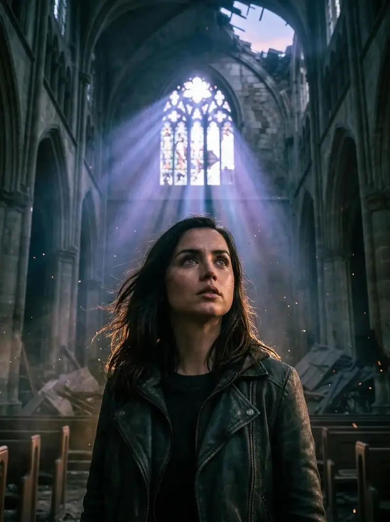 Preview of Cinematic Portrait in Ruined Gothic Cathedral