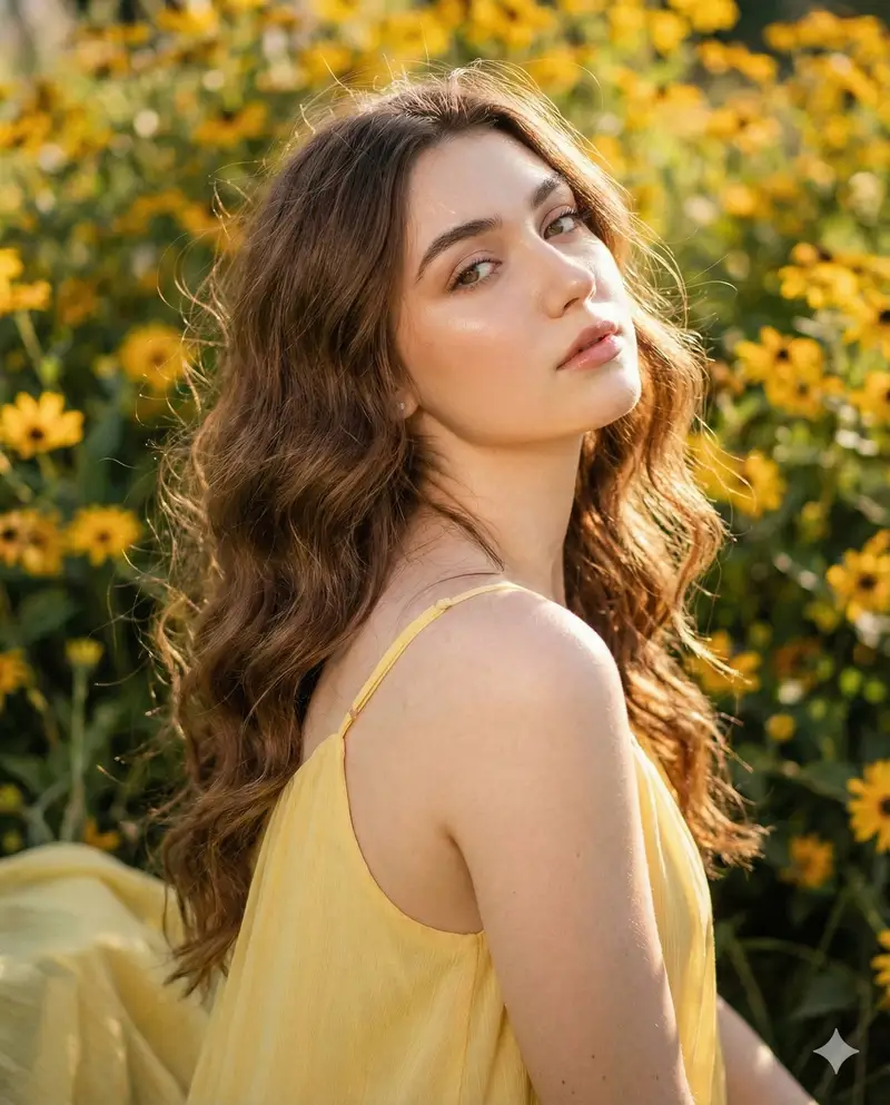 Preview of Cinematic Portrait with Harsh Flash and Floral Background