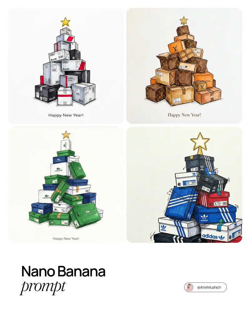 Preview of Branded gifts postcard illustration prompt