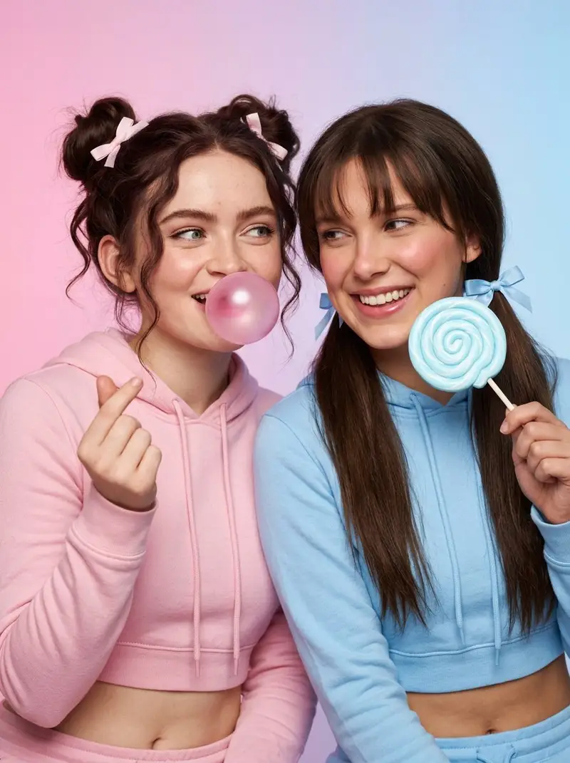 Preview of Sadie Sink and Millie Bobby Brown Kawaii Idol Vibe