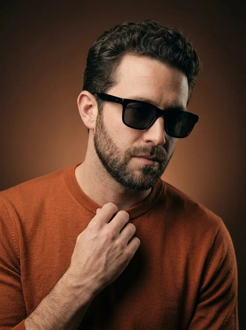 Preview of Cinematic Portrait of a Stylish Man in Burnt Orange