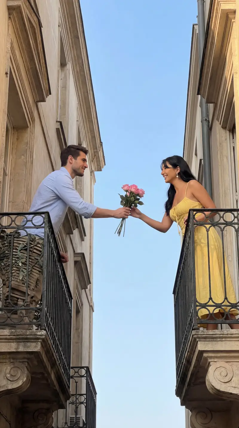 Preview of Cinematic Romantic Editorial: Balcony Flower Exchange