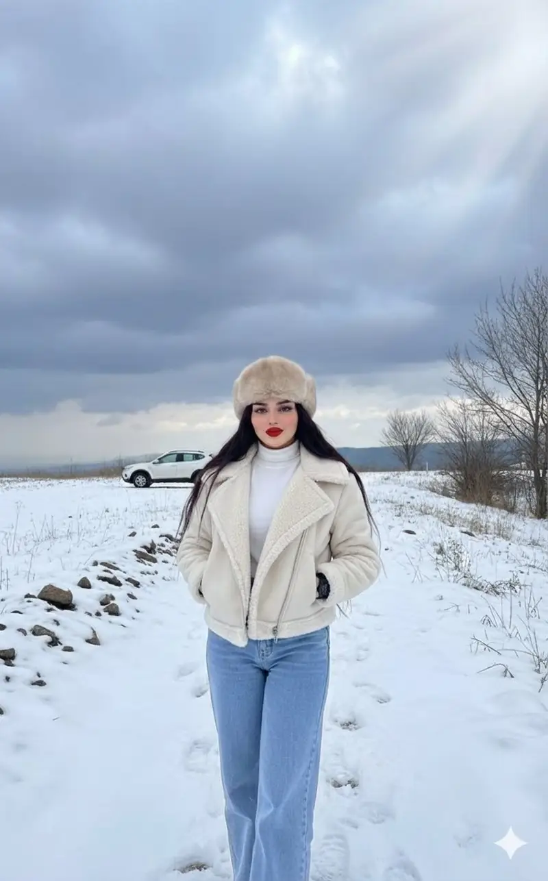 پیش‌نمایش Winter Fashion Editorial in Snowy Field
