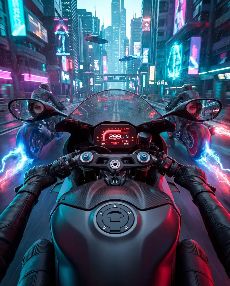 پیش‌نمایش Cyberpunk POV Motorcycle Ride with Vampire Mafia Girl