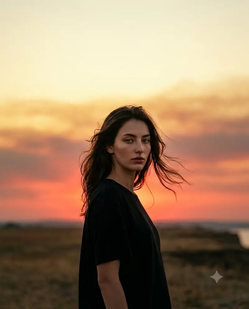 Preview of Cinematic Sunset Fashion Portrait