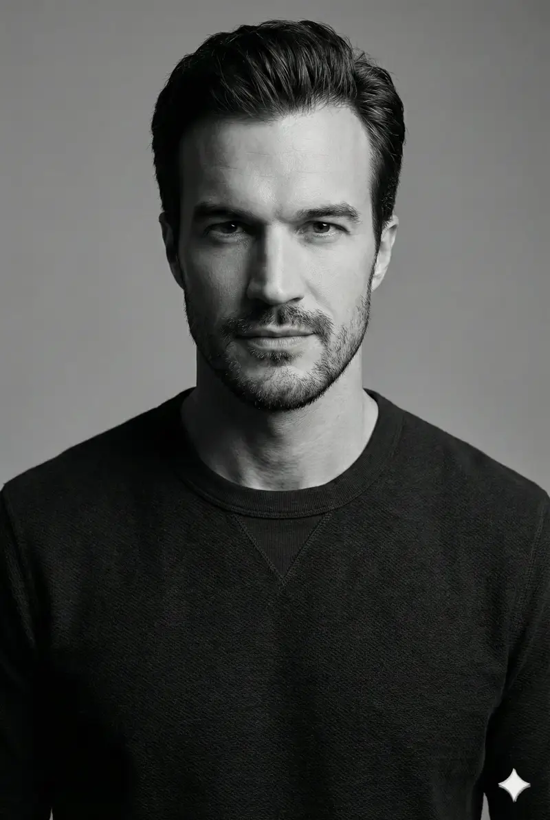 Preview of High-Contrast Monochrome Studio Portrait