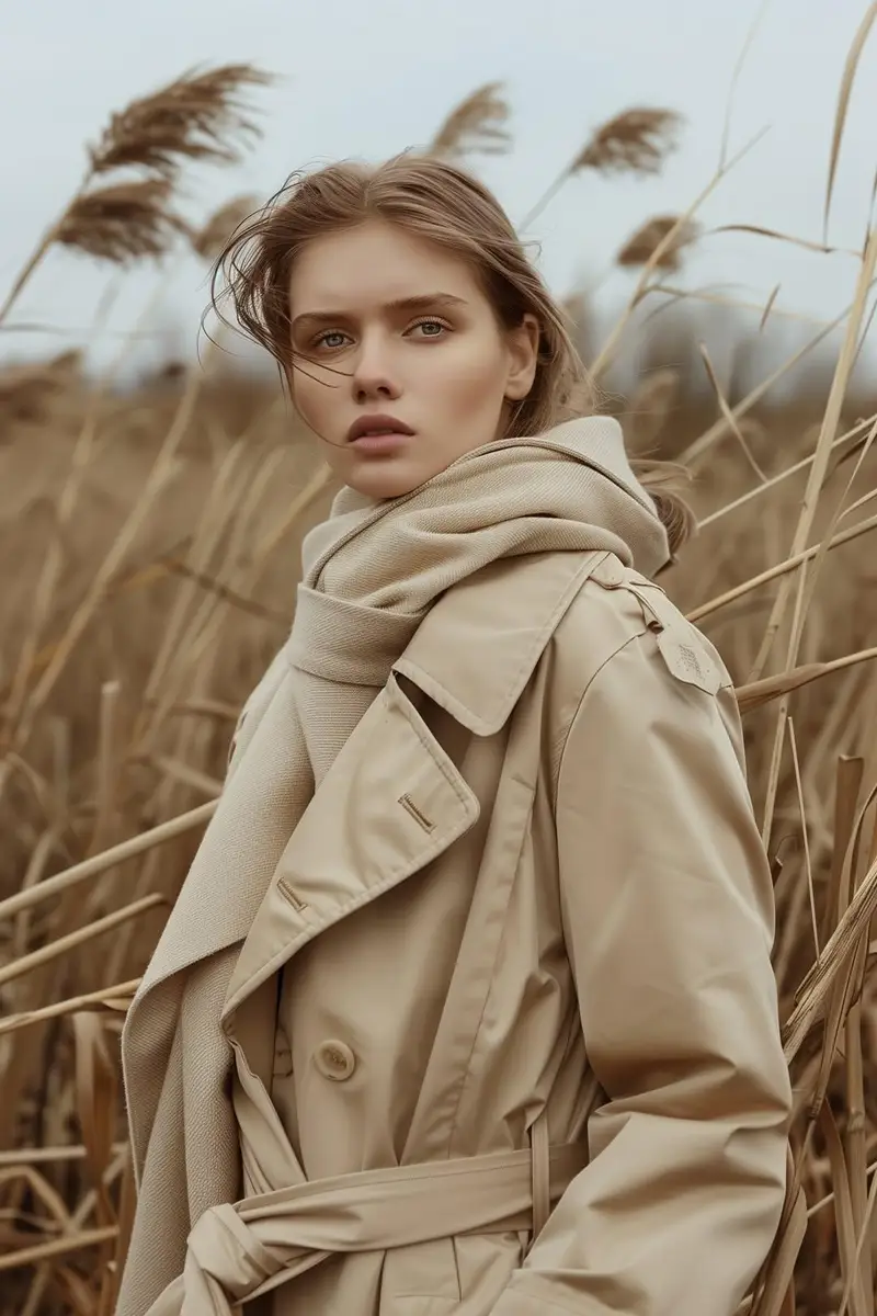 Preview of Cinematic Trench Coat Fashion Portrait Prompt