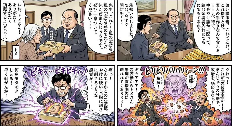 Preview of Four-Panel Manga: Politician Manju Incident