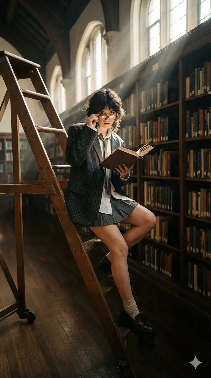 Preview of Dark Academia Library Editorial Film Still