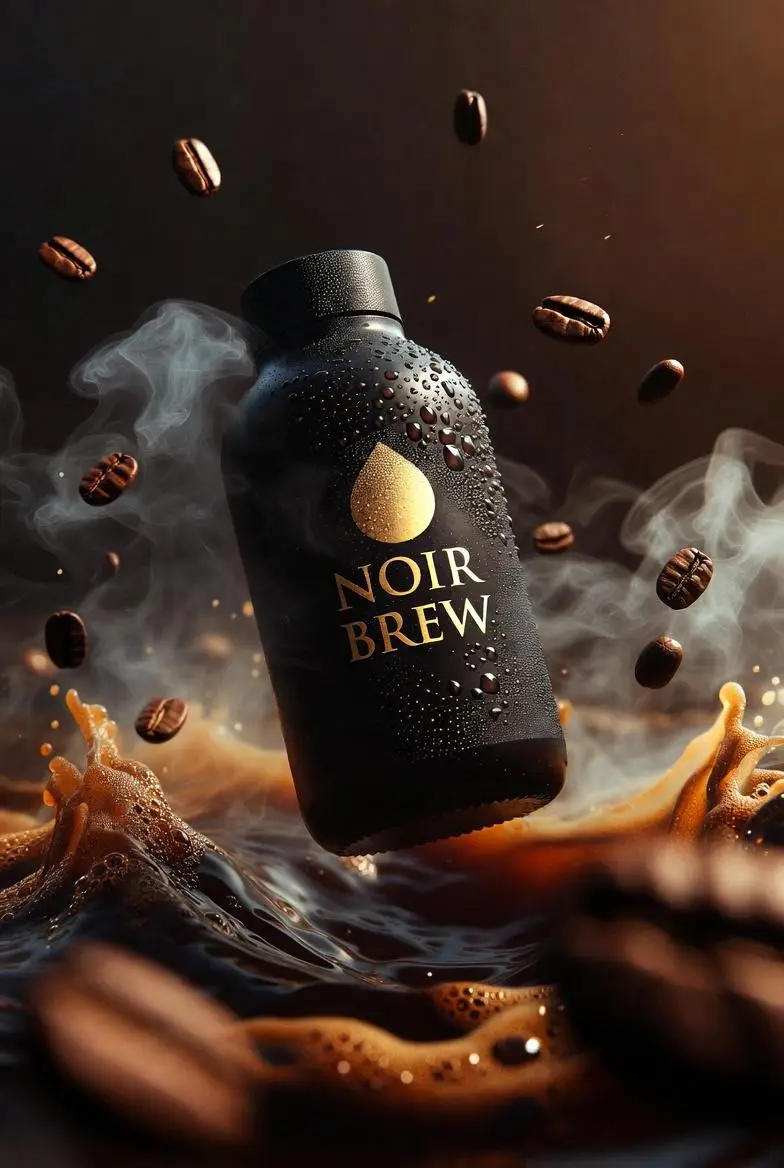 پیش‌نمایش Ultra-Cinematic Product Photography of 'NOIR BREW' Coffee Bottle