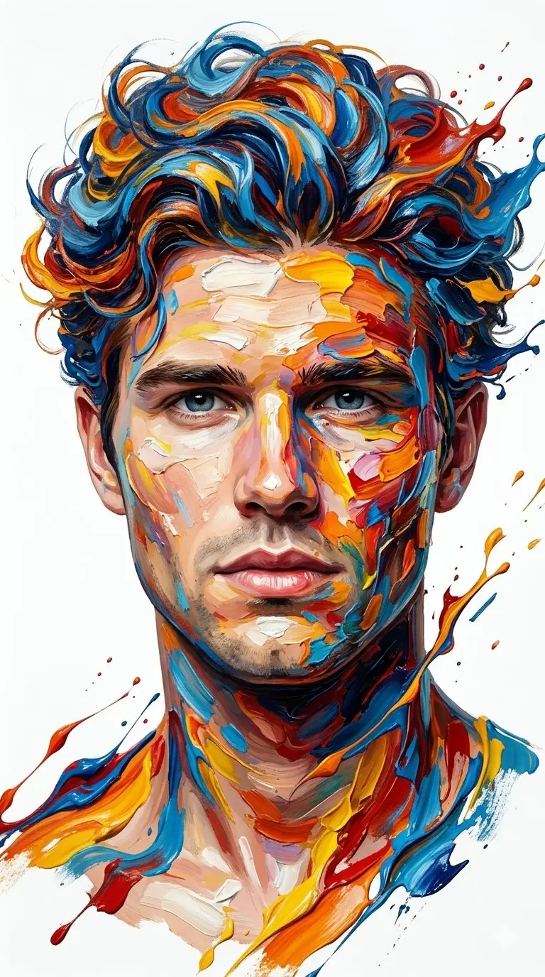 Preview of Hyper-Realistic Abstract Oil Portrait