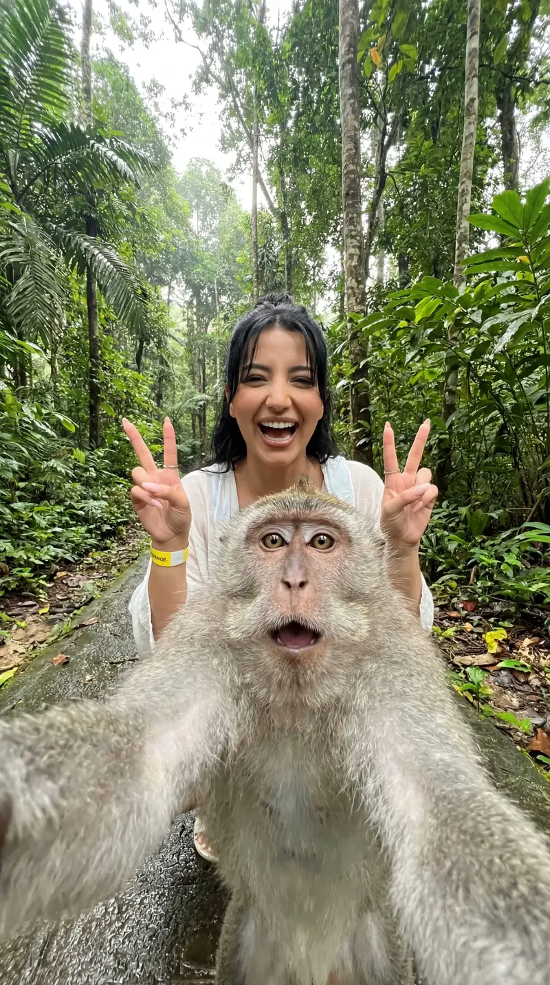 Preview of Humorous Monkey Selfie in Tropical Jungle