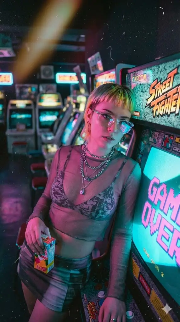 Preview of Retro-Futuristic Arcade Photography Portrait