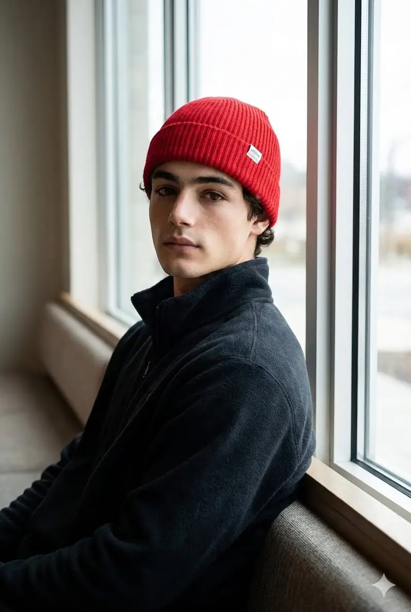 Preview of Portrait with Red Knit Cap Prompt