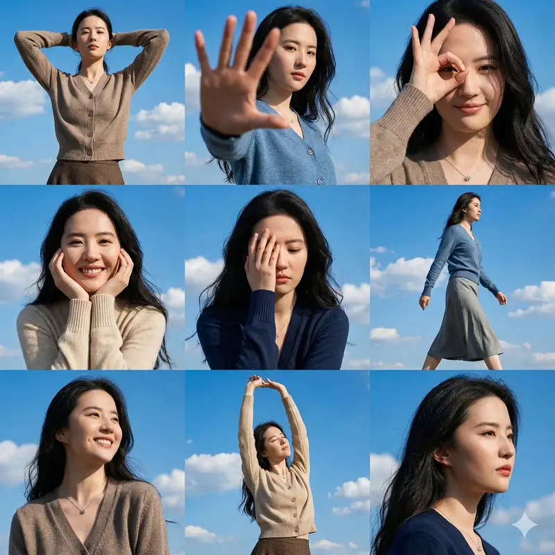Preview of High-Resolution 3x3 Grid Photo Collage for Female Travel Photography