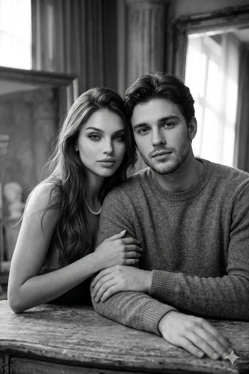 Preview of Cinematic Monochrome Couple Portrait