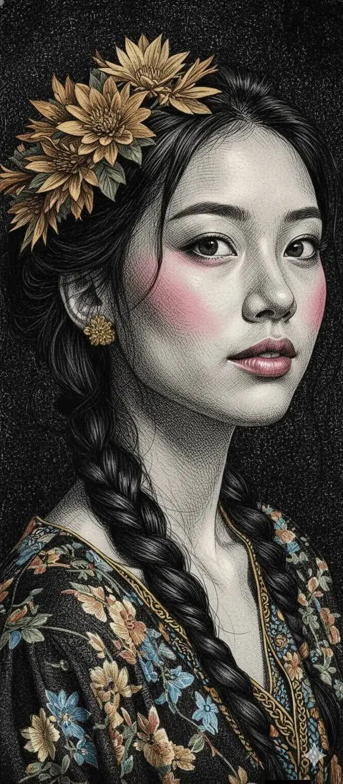 پیش‌نمایش Engraved Surreal Illustration Portrait