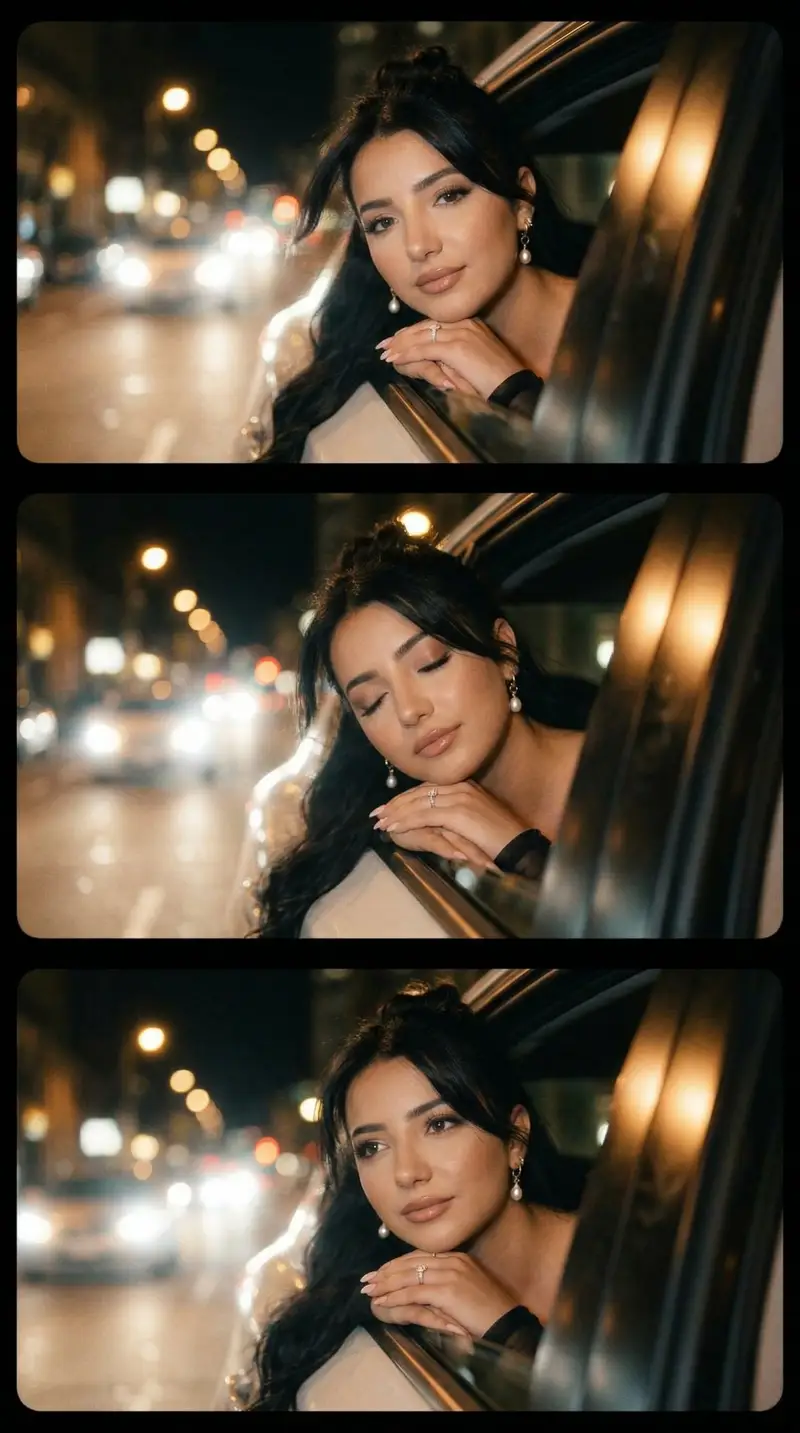 Preview of Cinematic Night Drive Filmstrip Prompt