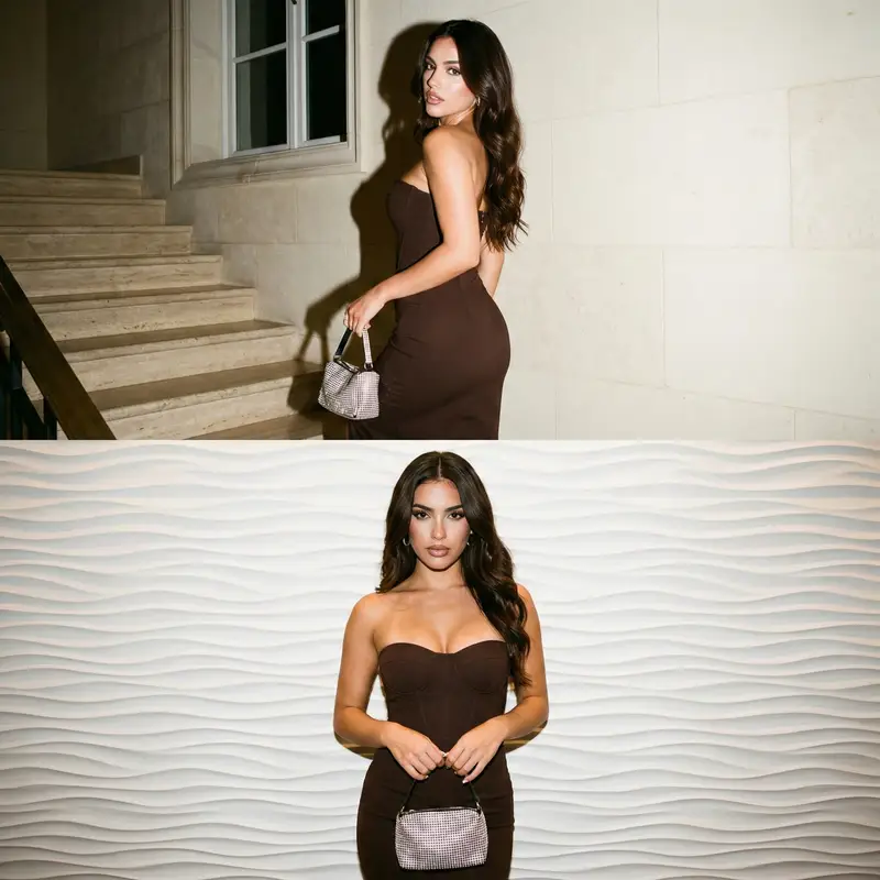 پیش‌نمایش Vertical Diptych Collage Prompt (Luxury Influencer Aesthetic)