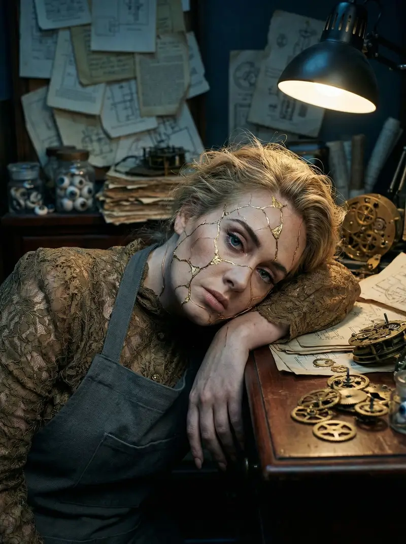 Preview of Surreal Kintsugi Portrait in an Automaton Workshop