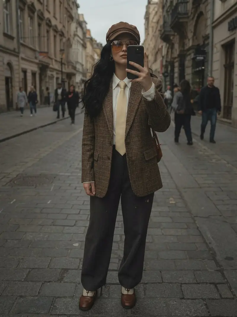 Preview of European Street Fashion Mirror Selfie Prompt