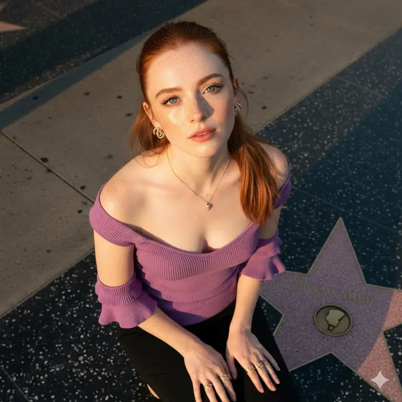 Preview of Sydney Sweeney Golden Hour Overhead Portrait on Walk of Fame