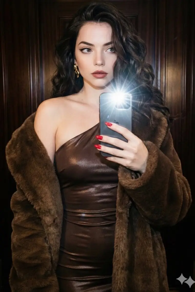 پیش‌نمایش High-Contrast Mirror Selfie of Ana de Armas in Nightclub